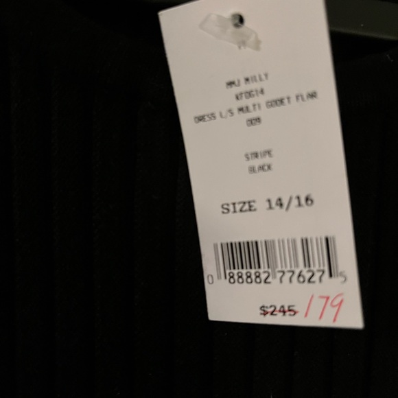 NWT Milly Minis Black Pleated Sweater Dress, 14/16 Misses Size - Picture 4 of 9